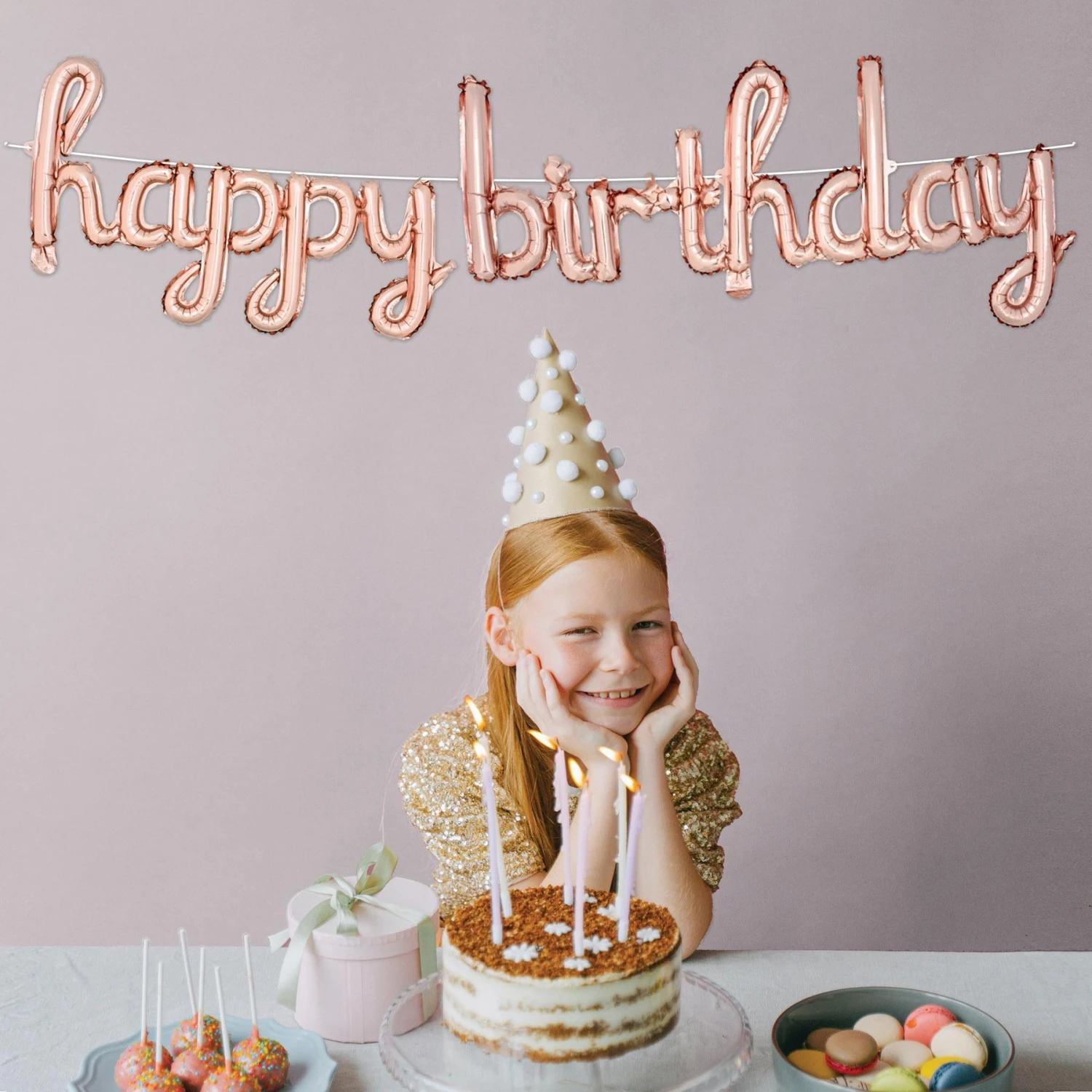 Script Rose Gold Happy Birthday Party Balloon Streamer (6 Per Case) 3 Script Rose Gold Happy Birthday Party Balloon Streamer (6 Per Case) - Image 3