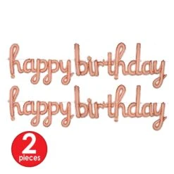 Script Rose Gold Happy Birthday Party Balloon Streamer (6 Per Case) 17 Script Rose Gold Happy Birthday Party Balloon Streamer (6 Per Case) -Bulk Party Supplies Shop 56049RSEGD i7 1