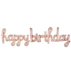 Script Rose Gold Happy Birthday Party Balloon Streamer (6 Per Case)