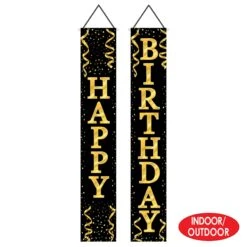 Happy Birthday Party Fabric Door Panel Set- Black And Gold -Bulk Party Supplies Shop 56053 i4 1cd8ef6d 2a27 4ce6 b58a 430040cb6906