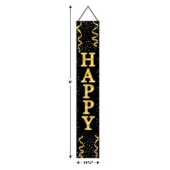 Happy Birthday Party Fabric Door Panel Set- Black And Gold -Bulk Party Supplies Shop 56053 i5 2e8a921c eba1 4580 89ce 2fd7100a1b64