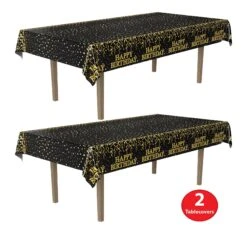 Metallic Happy Birthday Party Tablecover (12 Packages) -Bulk Party Supplies Shop 56060 i7 1