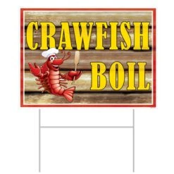 Mardi Gras Plastic Crawfish Boil Yard Sign