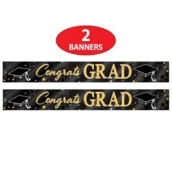 Metallic Congrats Grad Graduation Party Banner -Bulk Party Supplies Shop 56066 i7 1