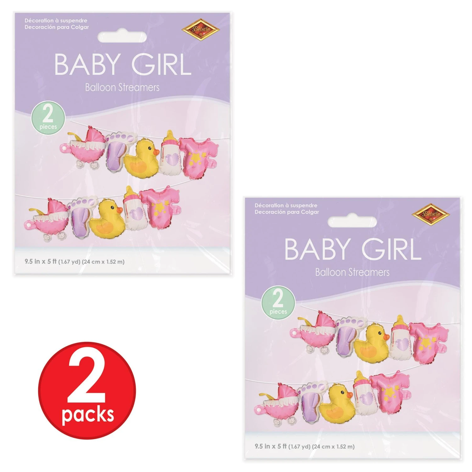 Baby Girl Balloon Streamers (6 Per Case) 4 Baby Girl Balloon Streamers (6 Per Case) - Image 4