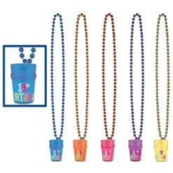 19th Birthday Bead Necklace With Glass Assorted Colors