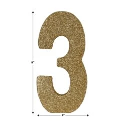 3-D Glittered 3 Centerpiece Gold 9 3-D Glittered 3 Centerpiece Gold -Bulk Party Supplies Shop 56249 3GD i5