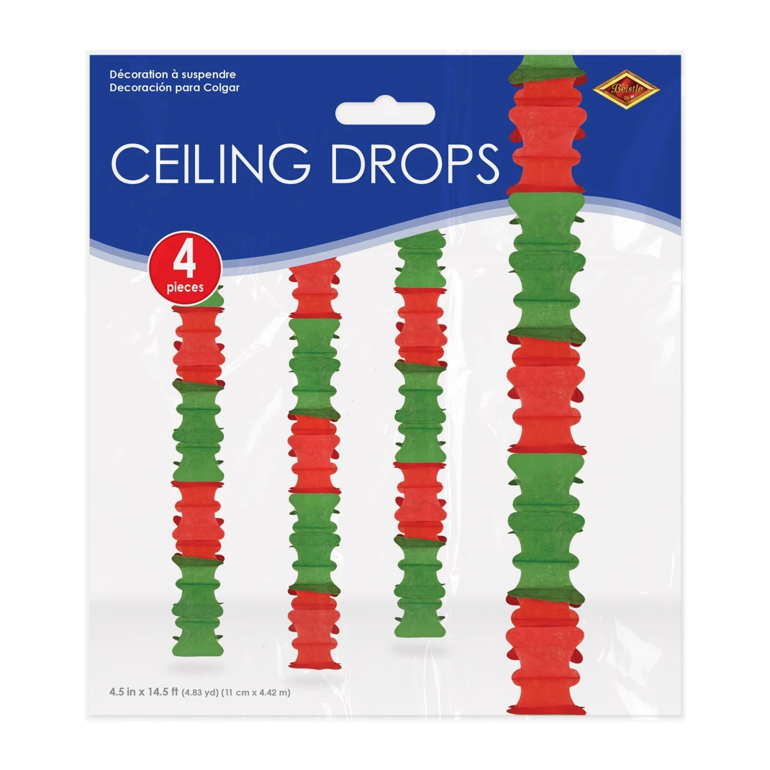 Ceiling Drops Red & Green (4 Per Package) 3 Ceiling Drops Red & Green (4 Per Package) - Image 3