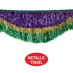 Mardi Gras 72.5 Inch Tinsel Fringe Bunting (1 Per Package) -Bulk Party Supplies Shop 56383 GGP i4 mardi gras tinsel fringe bunting