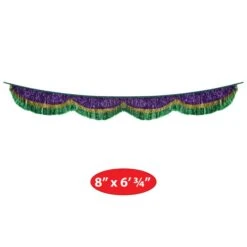 Mardi Gras 72.5 Inch Tinsel Fringe Bunting (1 Per Package) -Bulk Party Supplies Shop 56383 GGP i5 mardi gras tinsel fringe bunting