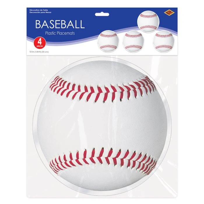 Plastic Baseball Placemats (4 Per Package) 2 Plastic Baseball Placemats (4 Per Package) - Image 2