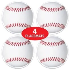 Plastic Baseball Placemats (4 Per Package) 10 Plastic Baseball Placemats (4 Per Package) -Bulk Party Supplies Shop 56389 i4 2 plastic baseball placemats