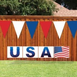 Red, White & Blue Oversized Pennant Banner (1 Per Package) -Bulk Party Supplies Shop 56420 RWB i2 red white blue oversized pennant bnr