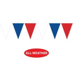 Red, White & Blue Oversized Pennant Banner (1 Per Package) -Bulk Party Supplies Shop 56420 RWB i4 red white blue oversized pennant bnr