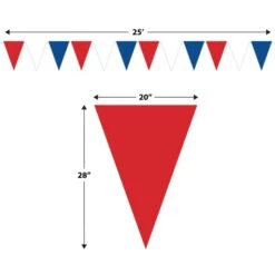 Red, White & Blue Oversized Pennant Banner (1 Per Package) -Bulk Party Supplies Shop 56420 RWB i5 red white blue oversized pennant bnr
