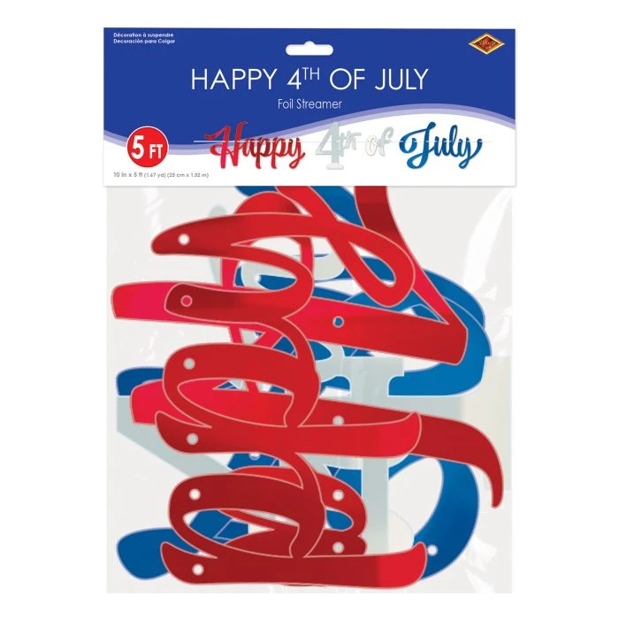 Foil Happy 4th Of July Streamer (1 Per Package) 2 Foil Happy 4th Of July Streamer (1 Per Package) - Image 2
