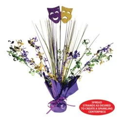 Mardi Gras Gleam 'N Spray Centerpiece (1 Per Package) -Bulk Party Supplies Shop 56436 i4 mardi gras gleam n spray centerpiece