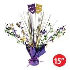 Mardi Gras Gleam 'N Spray Centerpiece (1 Per Package) -Bulk Party Supplies Shop 56436 i5 mardi gras gleam n spray centerpiece