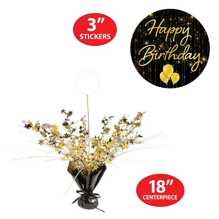 Happy Birthday Gleam 'N Spray Centerpiece (1 Per Package) 5 Happy Birthday Gleam 'N Spray Centerpiece (1 Per Package) - Image 5