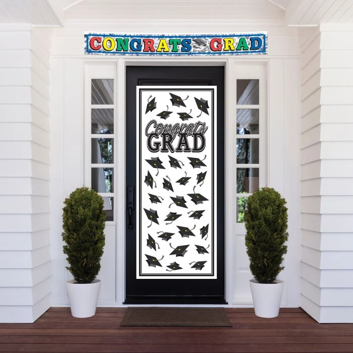 Black Congrats Grad Door Cover (1 Per Package) 2 Black Congrats Grad Door Cover (1 Per Package) - Image 2