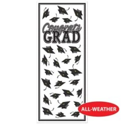 Black Congrats Grad Door Cover (1 Per Package) 8 Black Congrats Grad Door Cover (1 Per Package) -Bulk Party Supplies Shop 56450 BK i4 congrats grad door cover
