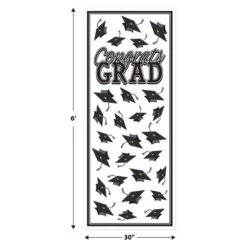Black Congrats Grad Door Cover (1 Per Package) 9 Black Congrats Grad Door Cover (1 Per Package) -Bulk Party Supplies Shop 56450 BK i5 congrats grad door cover