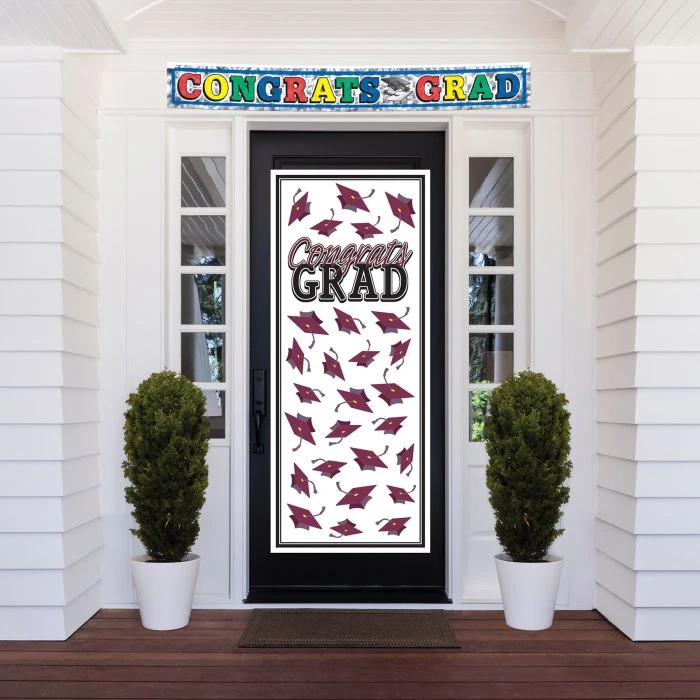 Burgundy Congrats Grad Door Cover (1 Per Package) 2 Burgundy Congrats Grad Door Cover (1 Per Package) - Image 2