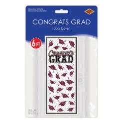 Burgundy Congrats Grad Door Cover (1 Per Package) 7 Burgundy Congrats Grad Door Cover (1 Per Package) -Bulk Party Supplies Shop 56450 BU i3 congrats grad door cover