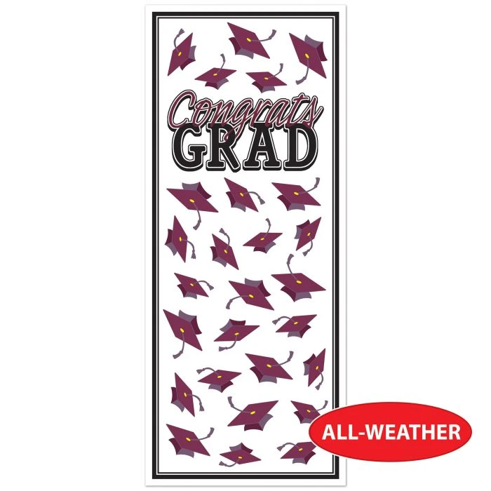 Burgundy Congrats Grad Door Cover (1 Per Package) 4 Burgundy Congrats Grad Door Cover (1 Per Package) - Image 4