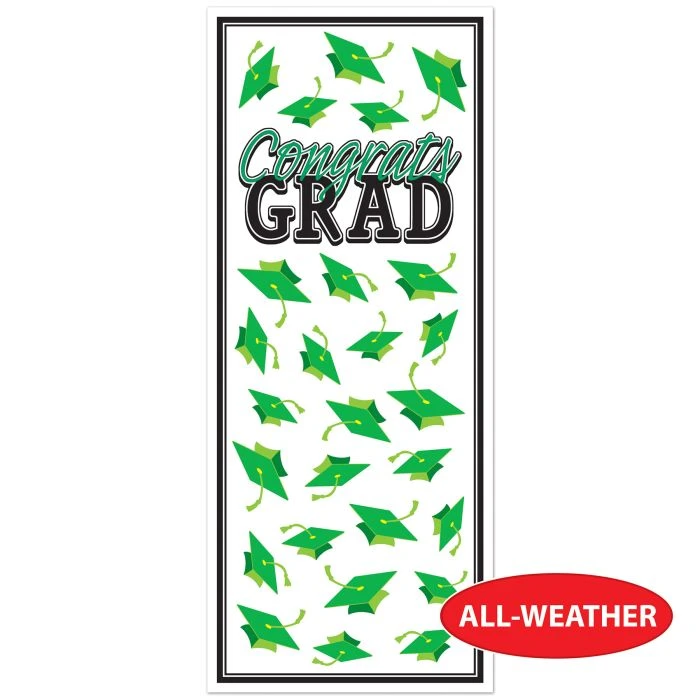 Green Congrats Grad Door Cover (1 Per Package) 4 Green Congrats Grad Door Cover (1 Per Package) - Image 4