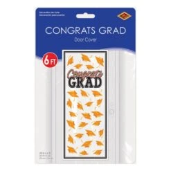 Orange Congrats Grad Door Cover (1 Per Package) -Bulk Party Supplies Shop 56450 O i3 congrats grad door cover