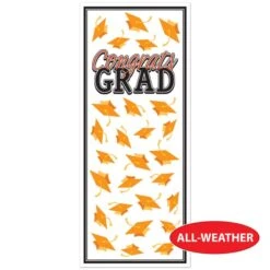 Orange Congrats Grad Door Cover (1 Per Package) -Bulk Party Supplies Shop 56450 O i4 congrats grad door cover