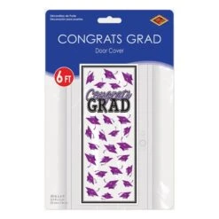 Purple Congrats Grad Door Cover (1 Per Package) -Bulk Party Supplies Shop 56450 PL i3 congrats grad door cover