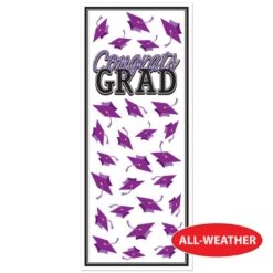 Purple Congrats Grad Door Cover (1 Per Package) -Bulk Party Supplies Shop 56450 PL i4 congrats grad door cover
