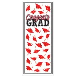 Red Congrats Grad Door Cover (1 Per Package)
