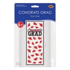 Red Congrats Grad Door Cover (1 Per Package) -Bulk Party Supplies Shop 56450 R i3 congrats grad door cover