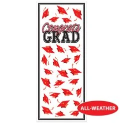 Red Congrats Grad Door Cover (1 Per Package) -Bulk Party Supplies Shop 56450 R i4 congrats grad door cover