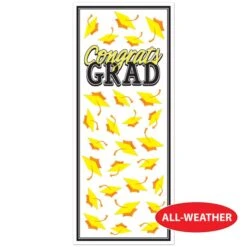 Yellow Congrats Grad Door Cover (1 Per Package) 8 Yellow Congrats Grad Door Cover (1 Per Package) -Bulk Party Supplies Shop 56450 Y i4 congrats grad door cover