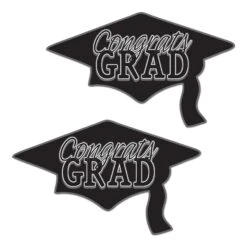 Black Congrats Grad Cutout Decorations (2 Per Package)