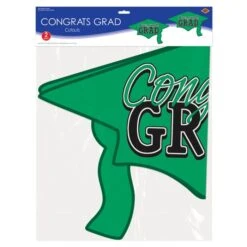 Green Congrats Grad Cutout Decorations (2 Per Package) -Bulk Party Supplies Shop 56453 G i3 congrats grad cutouts