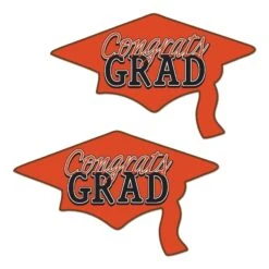 Orange Congrats Grad Cutout Decorations (2 Per Package)