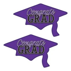 Purple Congrats Grad Cutout Decorations (2 Per Package)