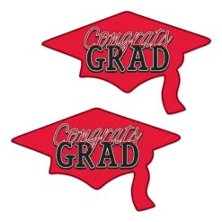 Red Congrats Grad Cutout Decorations (2 Per Package)