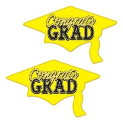 Yellow Congrats Grad Cutout Decorations (2 Per Package)