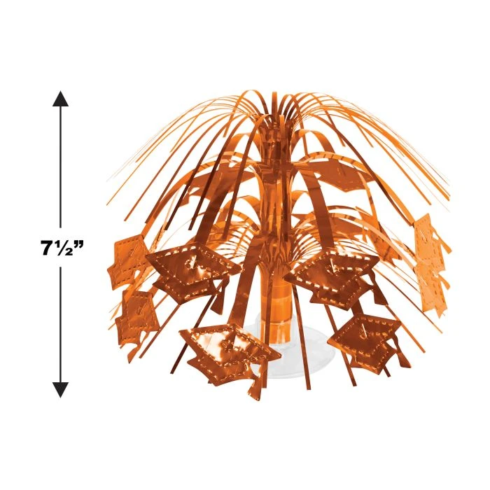 Orange Grad Cap Mini Cascade Centerpiece (1 Per Package) 5 Orange Grad Cap Mini Cascade Centerpiece (1 Per Package) - Image 5