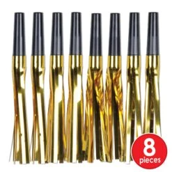 New Year's Eve Squawkers Black & Gold (8 Per Package) -Bulk Party Supplies Shop 57094 BKGD i7 1