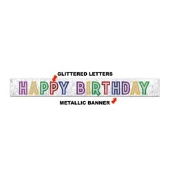 Metallic Happy Birthday Party Banner - White With Silver 8 Metallic Happy Birthday Party Banner - White With Silver -Bulk Party Supplies Shop 57307 i4