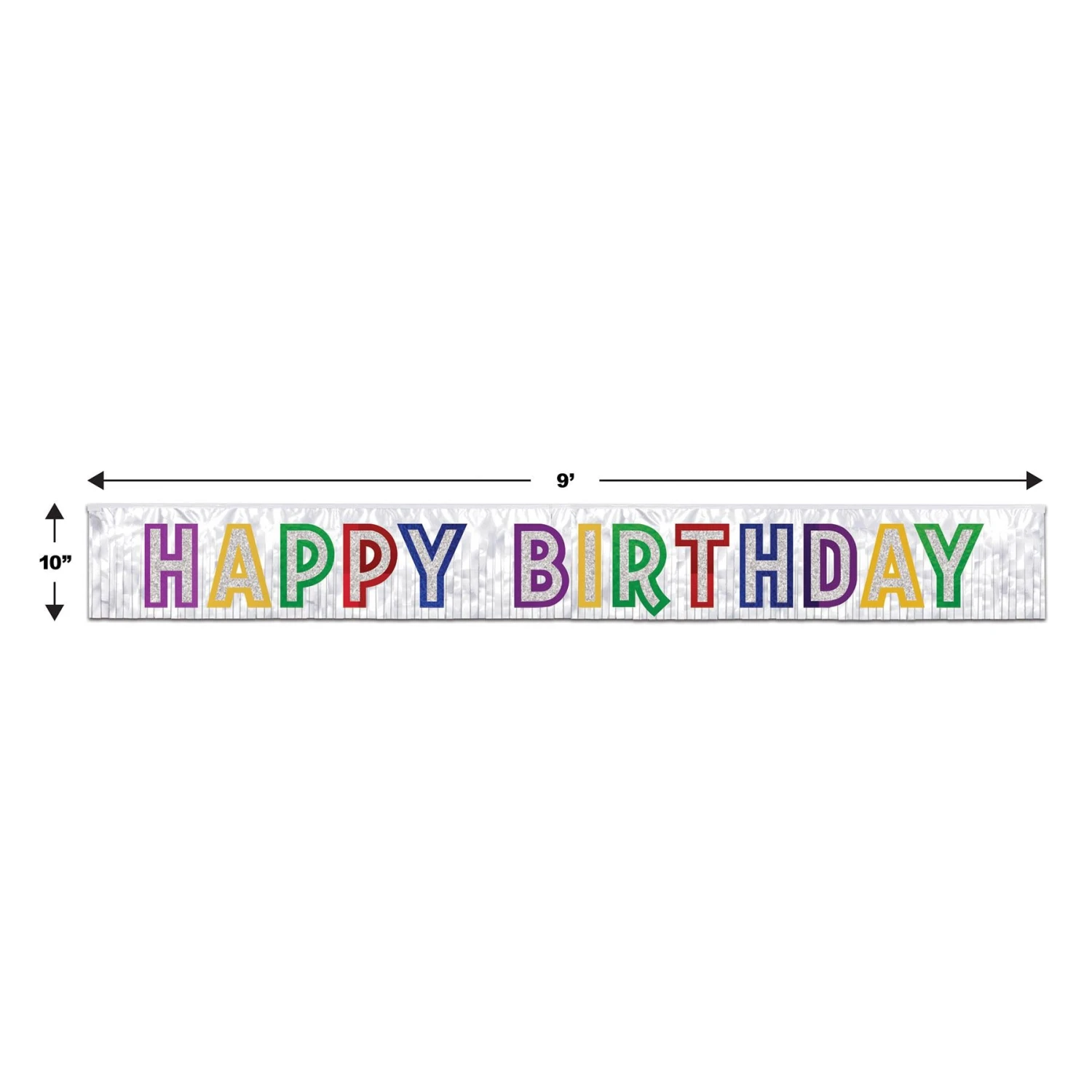 Metallic Happy Birthday Party Banner - White With Silver 5 Metallic Happy Birthday Party Banner - White With Silver - Image 5
