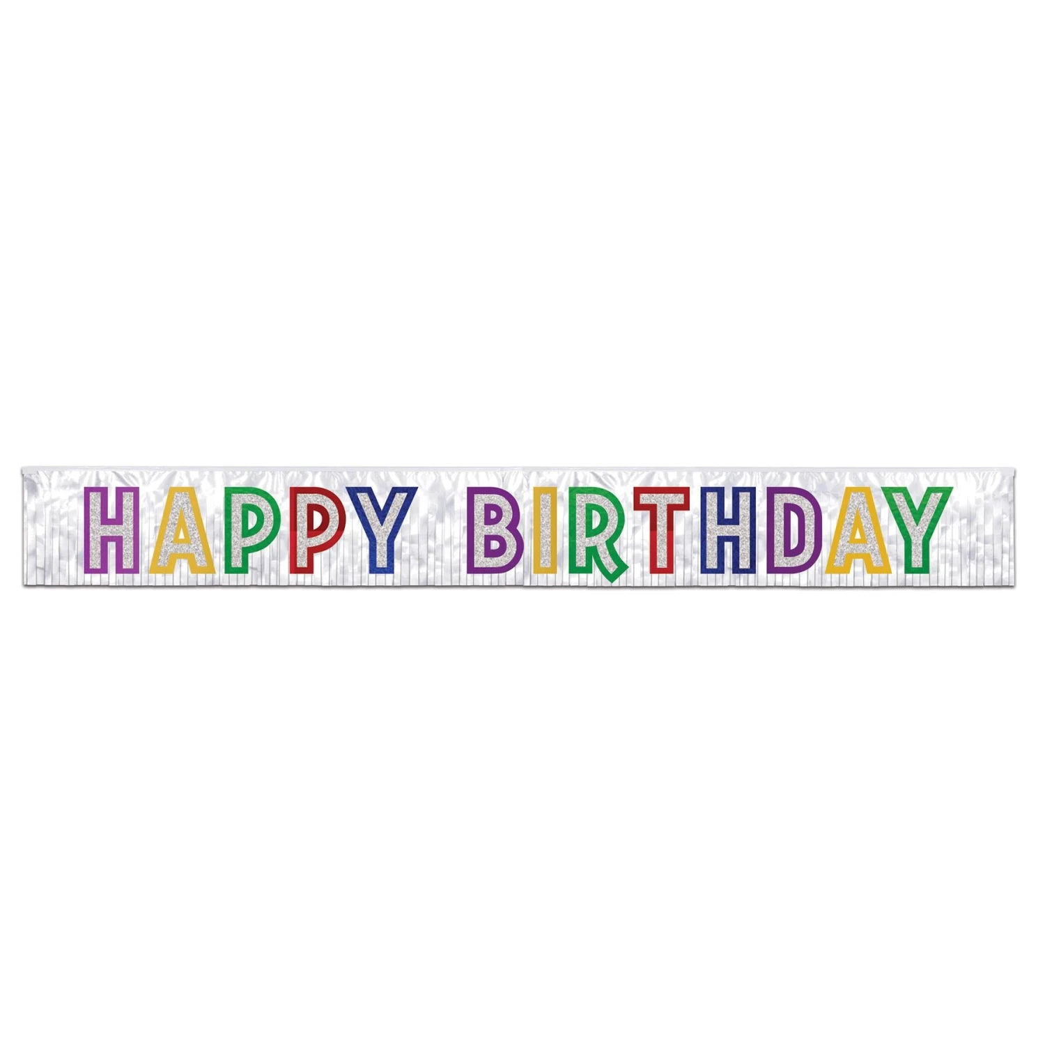 Metallic Happy Birthday Party Banner - White With Silver 1 Metallic Happy Birthday Party Banner - White With Silver