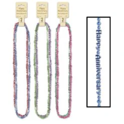 Happy Anniversary Bead Necklaces Assorted Colors (2 Per Package)